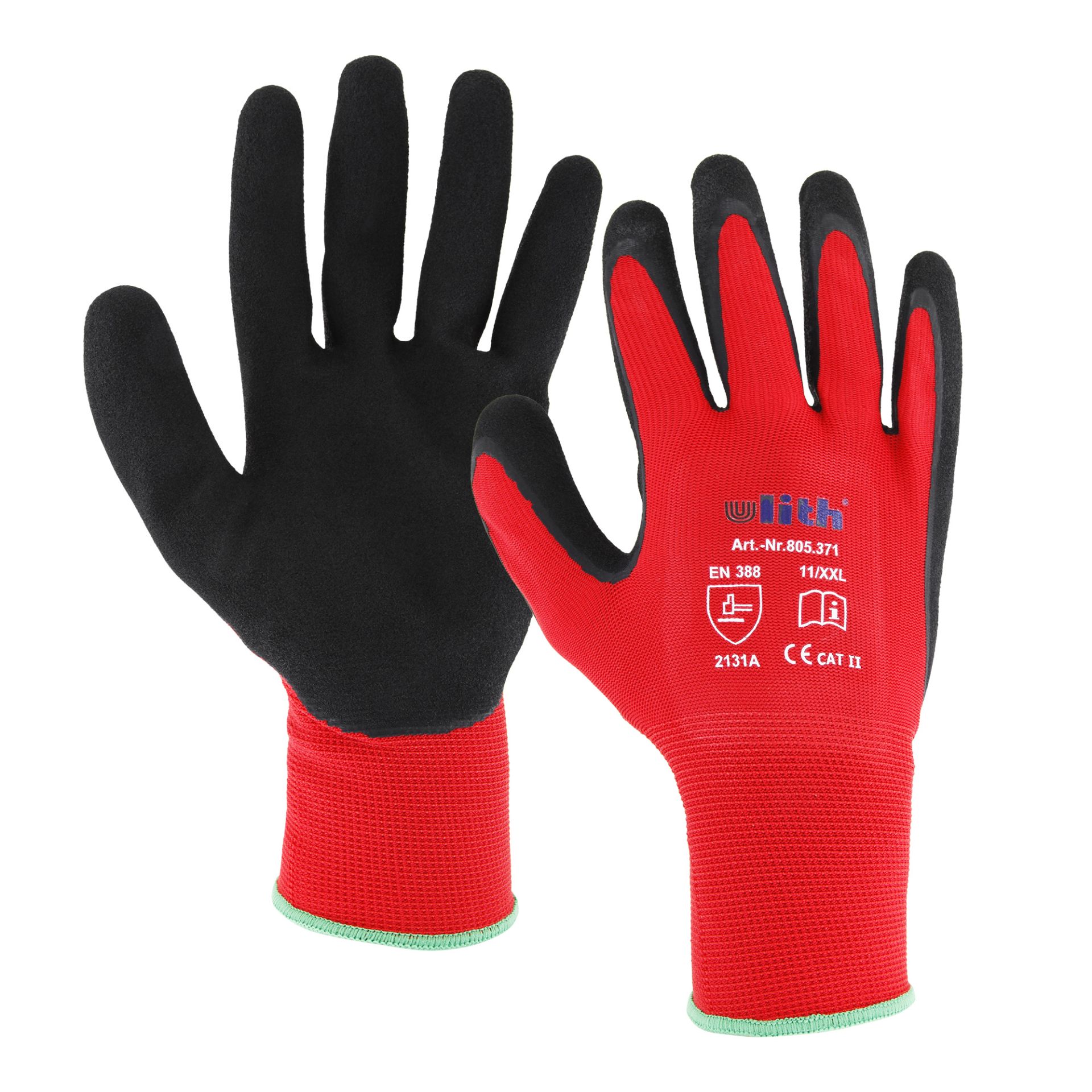 Ulith® Safety Peel-Improver Montagehandschuhe rot / schwarz