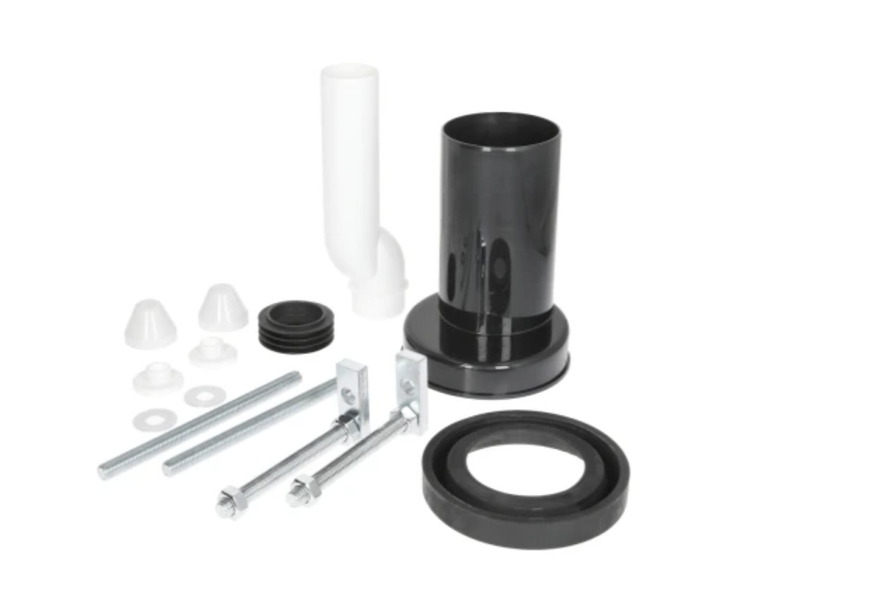 PE Wand-WC-Anschlussgarnitur, etagiert – 180 mm mit Dichtungen, verschweißbar